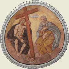 Heiligste Dreifaltigkeit, Jesus wurde durch sein Kreuz und Leiden zur rechten des Vaters erhöht